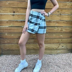 Urban Outfitters Ice Blue Plaid Mini Skirt